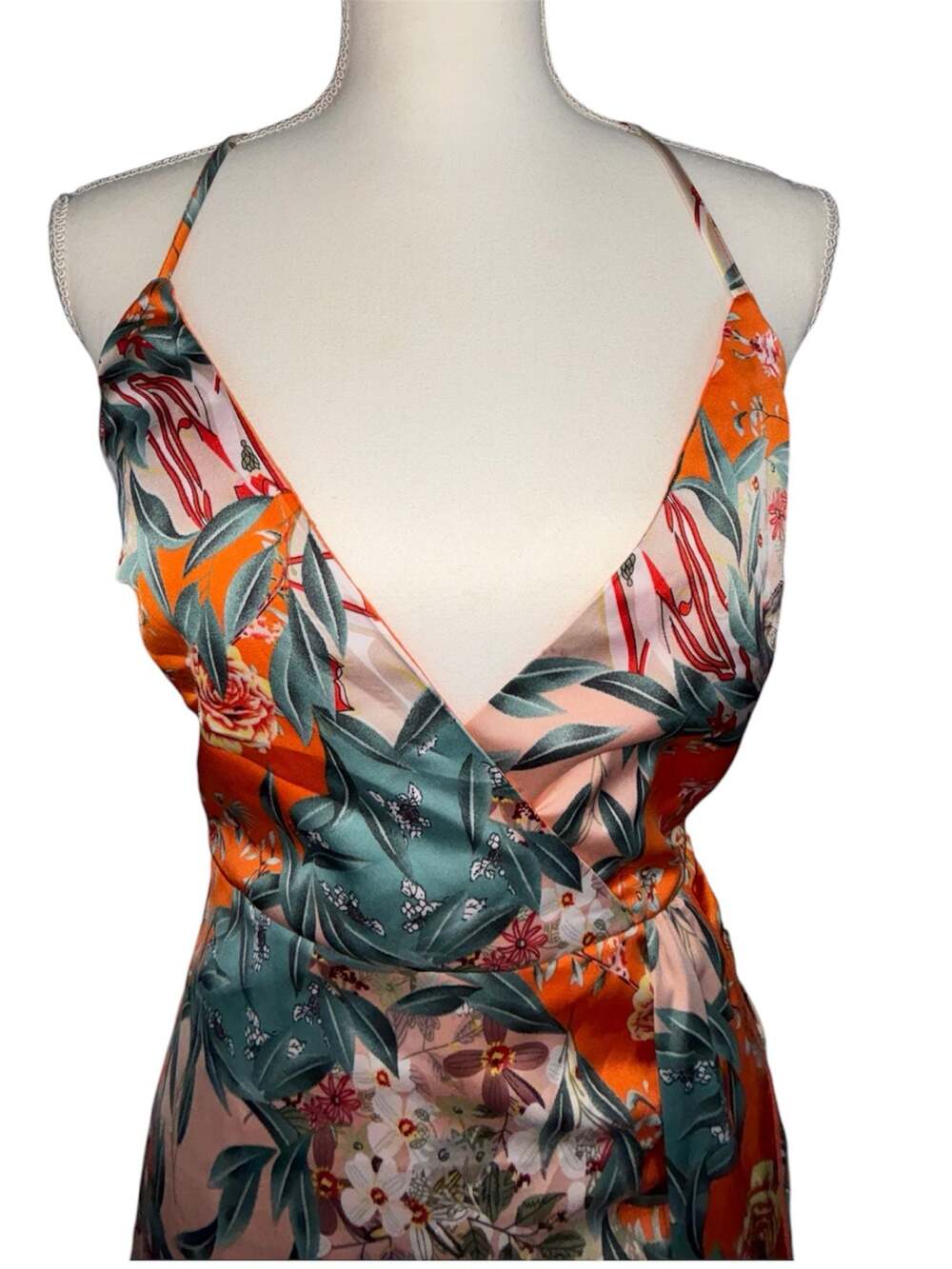 Rehab Lab Wave Floral Satin Mini Dress Size S - Picture 3 of 5